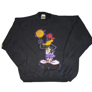 Rare 1993 Daffy Duck Tultex Sweatshirt XL Black Basketball Hip Hop Looney Tunes